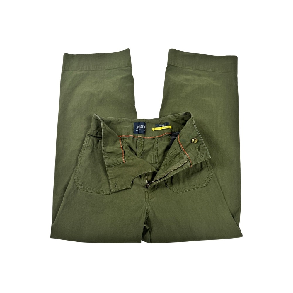 Maeve Anthropologie The Colette Wide Leg Pants Olive Green Linen Blend Size 23